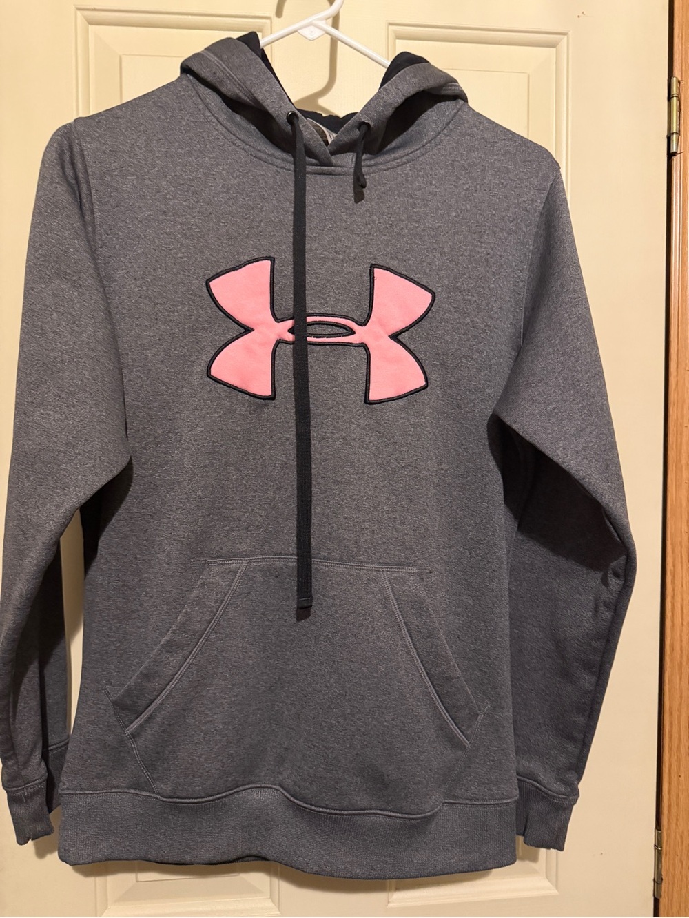 Under Armour Women's Gray Pullover Hoodie with Pink Logo
